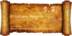 Vitályos Henrik névjegykártya